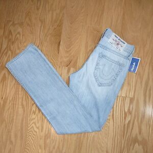 True Religion Men's 28W (29) x 32 Ricky Jeans Light Wash Classic Embroidered NWT